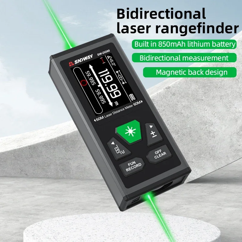 SW-DR/DG Series 2 Way Laser Measure Meter Rangefinder Red/Green Laser Distance Meter 60M/100M Digital Rechargeable Range Finder