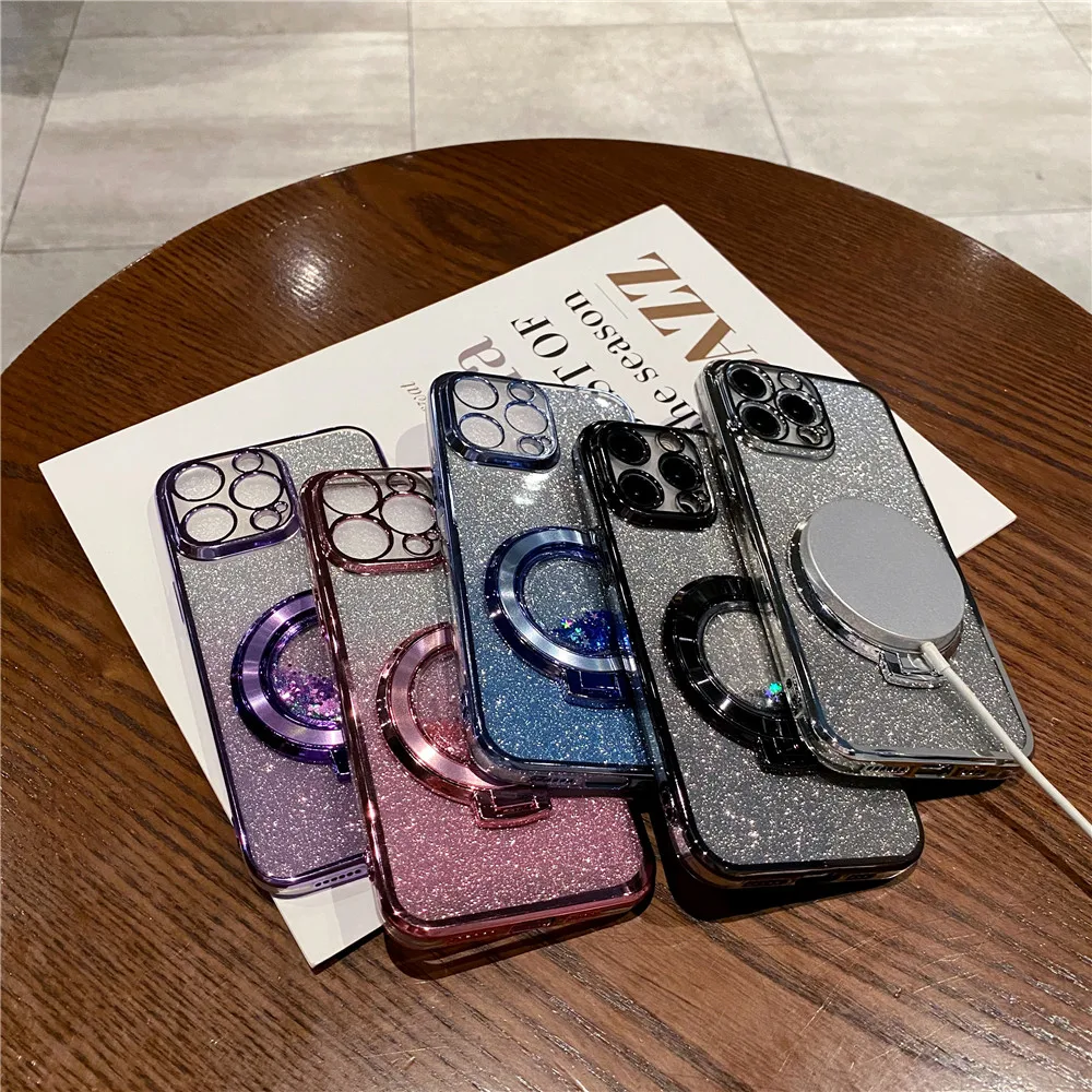 Glitter Quicksand Ring Stand Soft Silicone Phone Case