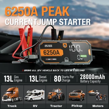 Car 6000A Portable 12V Jump Starter Power Bank 12V Auto Battery Charger Booster Starting Device 2