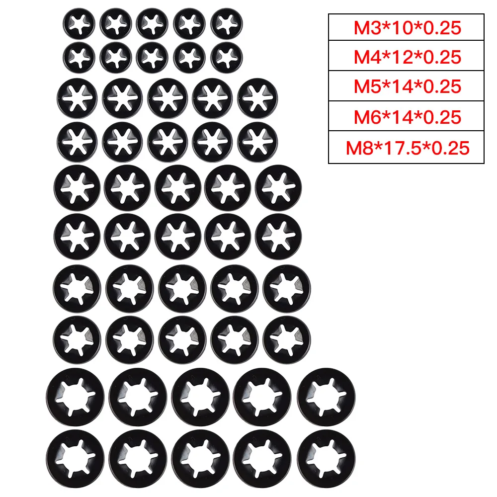 

50 шт., набор зажимов для шайбы M3 M4 M5 M6 M8