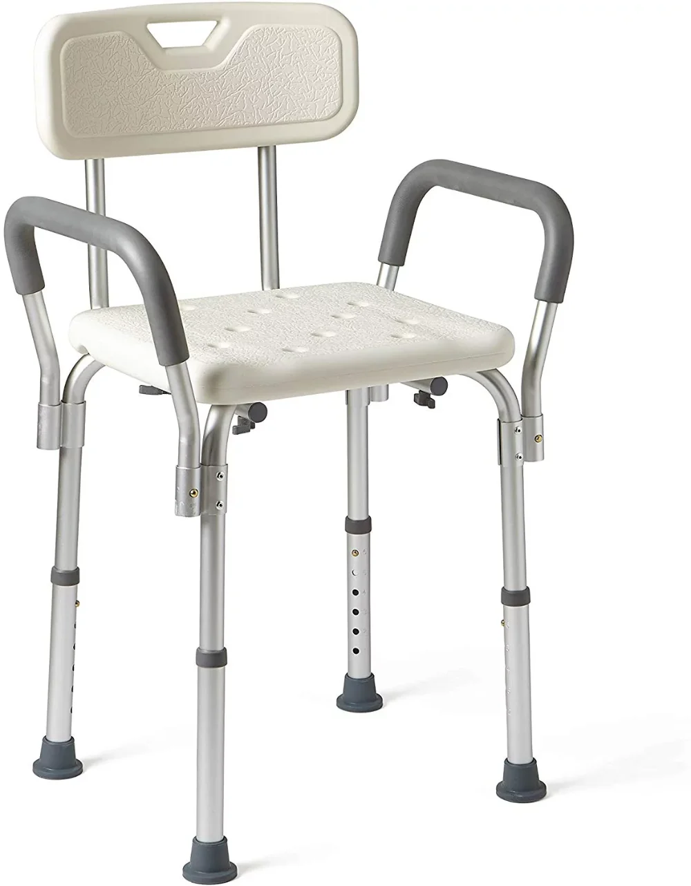 

Medline Shower Chair Bath Seat with Back and Padded Armrests, Height Adjustable, Supports up to 350 lbs., White