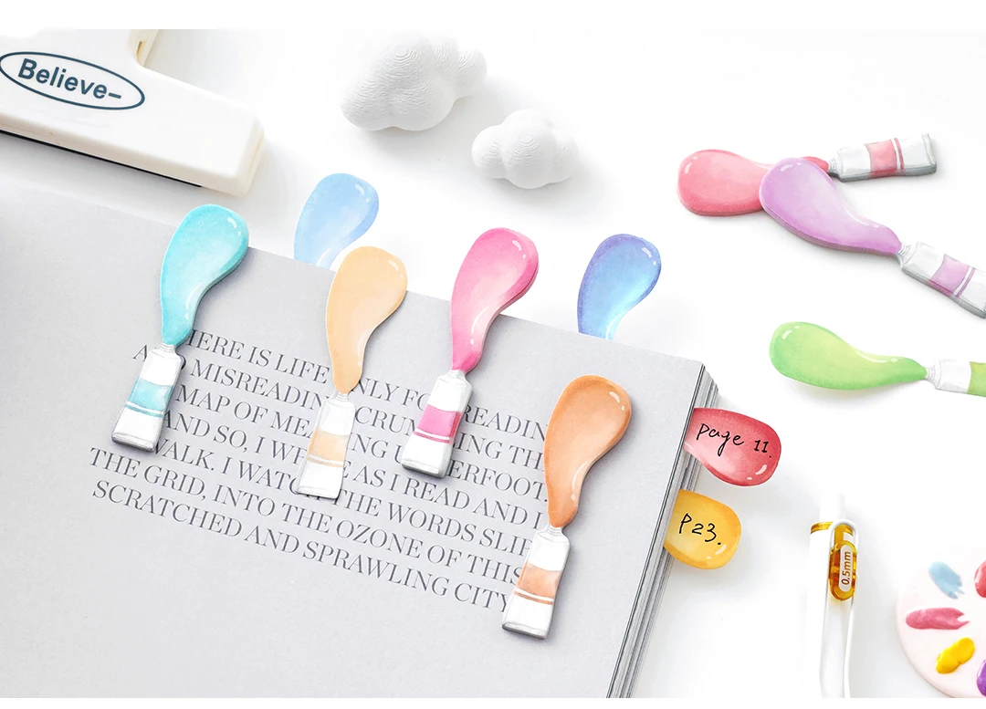 100pcs color palette series Ins message sticky notes reading tags index stickers reading enthusiasts school office supplies