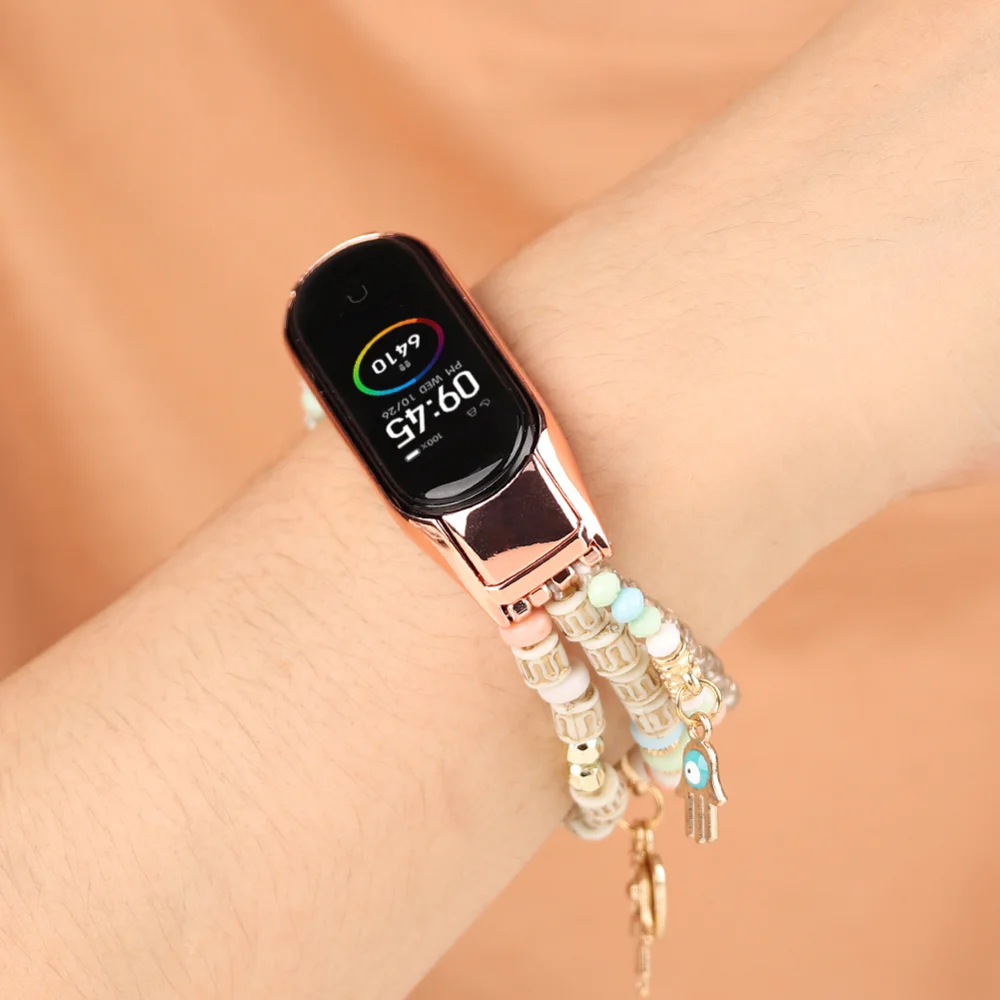 Jewelry Strap for Xiaomi Mi Band 7 6 5 4 3 Bracelet Women's Replaceable Wristband Correa for Mi Band 7 6 5 Band 4 3 Elastic Belt