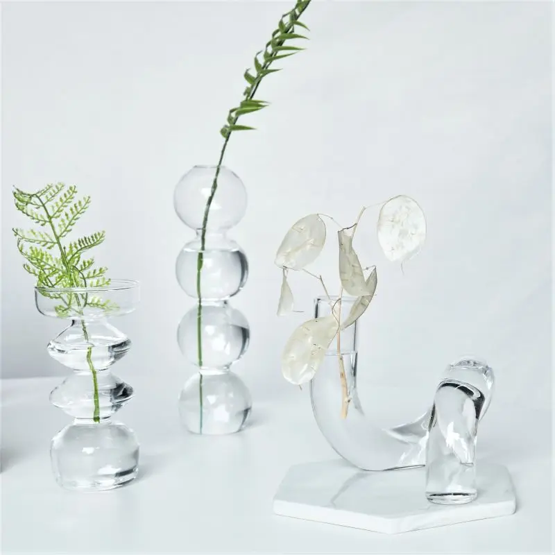 Transparent Vase Modern Home Decor Vase Decoration Home Wedding Clear Glass Vase Nordic Vases Set Hydroponic Vase 4