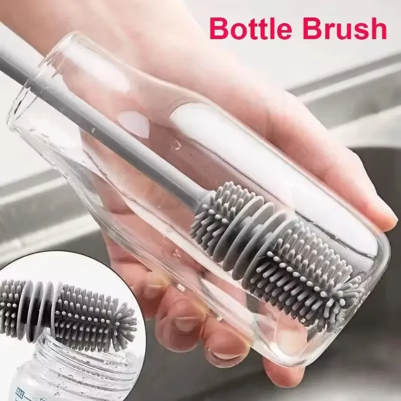 Silicone Long-Handle Bottle and Cup Cleaning Brush