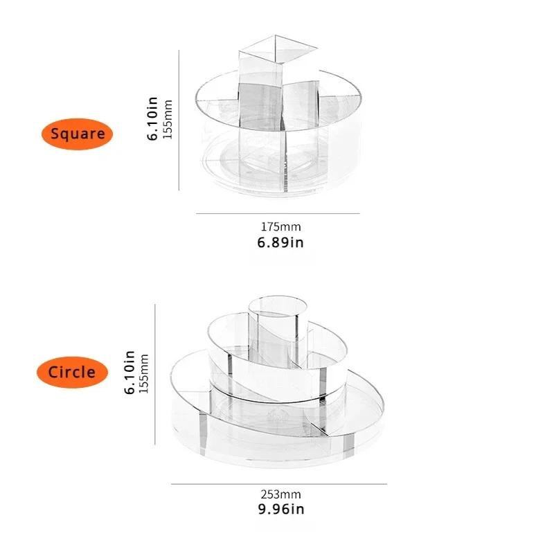 Cosmetics Rotary Storage Box Acrylic Transparent Makeup Flat Storage Rack Desktop Dressing Table Rack storage box makeup organizer makeup storage box cosmetic storage box cosmetics shelf