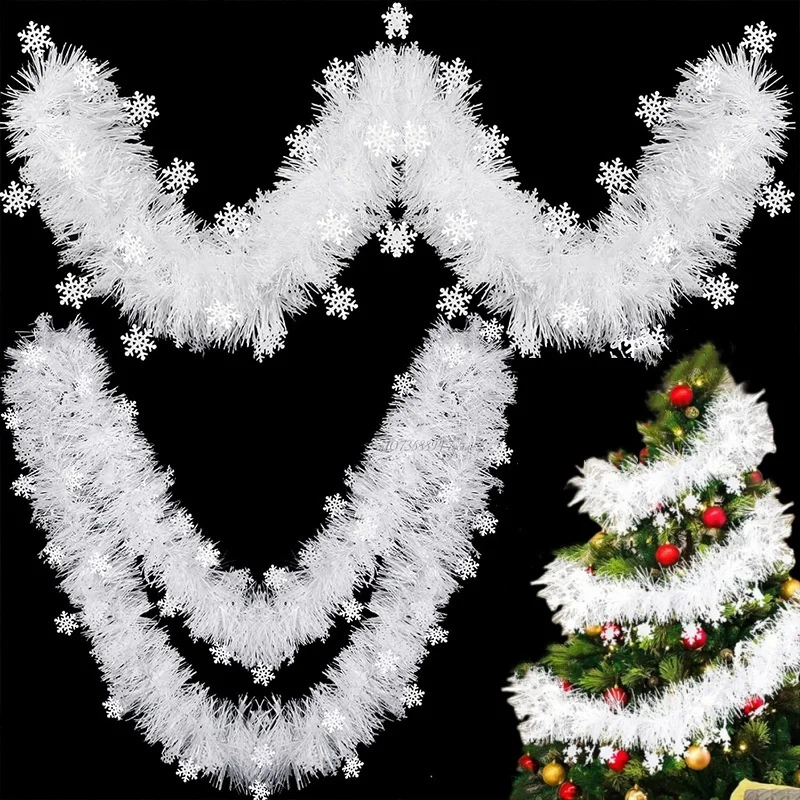2M Christmas Cane Ribbons with Snowflakes DIY Garland Xmas Tree Ornaments