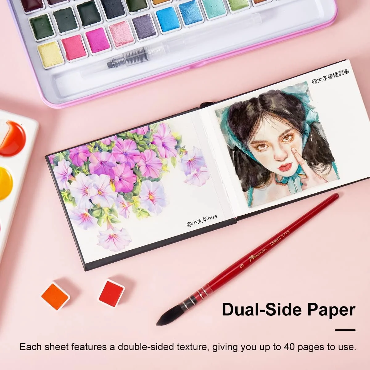Paul Rubens Square Watercolor Journal Drawing Notebook 300g Cotton Watercolor Sketchbook Hand Ledger for Beginners and Artists drawing sketchbook