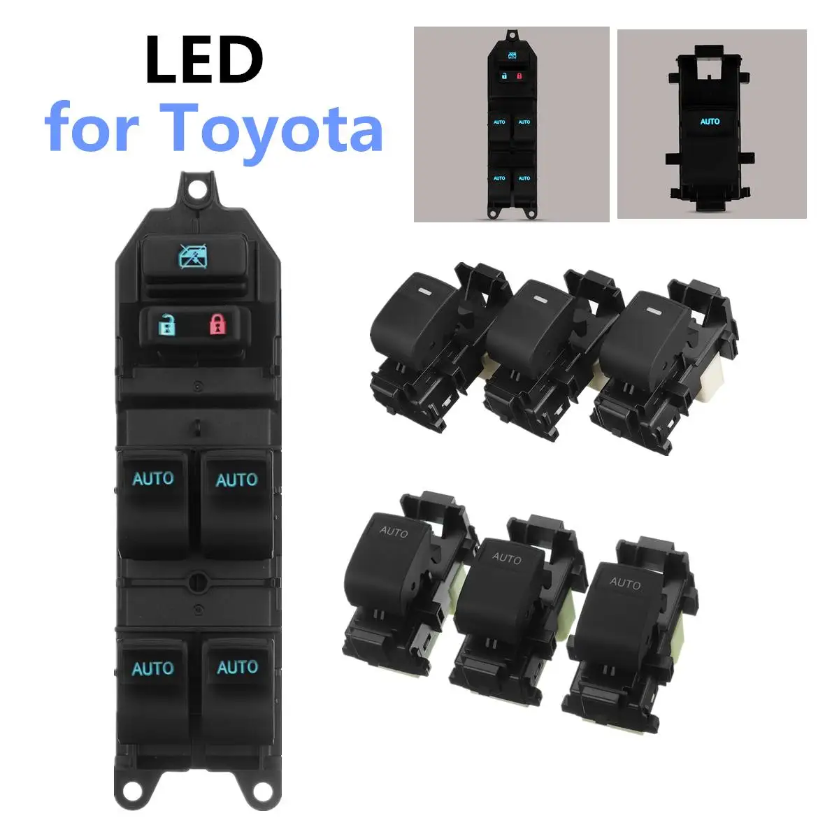 Lighted LED Power Auto Window Switch LHD Left Driving Backlight For