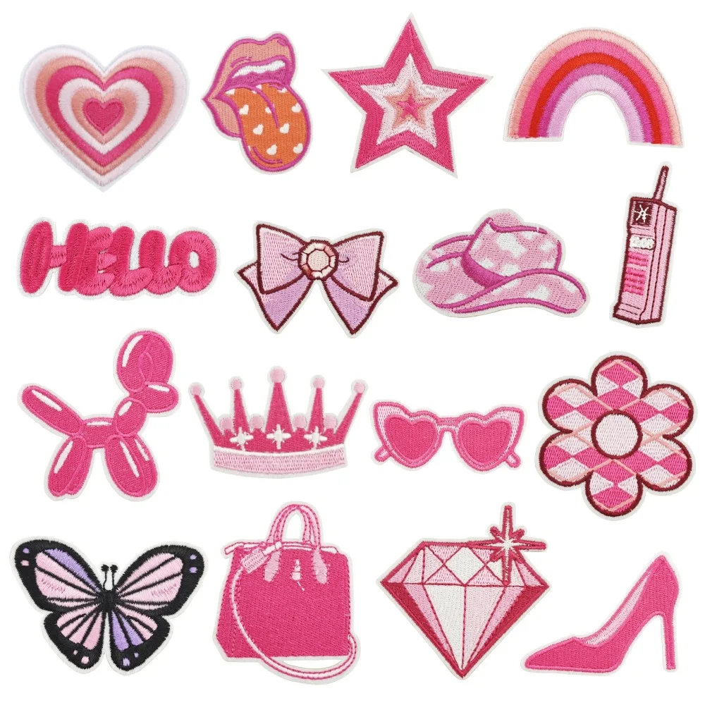 

Carnival Cute Pink Lips Emblem for Clothing Iron on Embroidered Sew Applique High Heels Patch CEO Patches