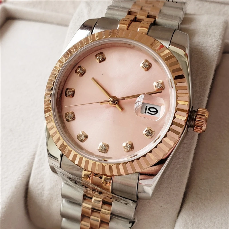 

Ladies Luxury 36mm Pink Dial Stainless Steel 904L High-quality Classic Watch AAA