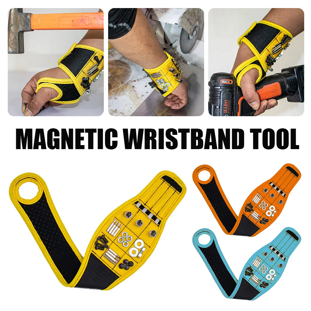 Magnetic Wristband with Strong Magnets Holds Nails Drill Bit Gift for Father Boyfriend Belt Screw Holder Tool Storage Wrist best tool bag