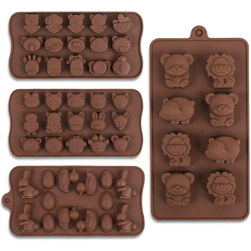 

Cartoon Silicone Chocolate Mold Animal Lion Bear Shape Chocolate Candy Ice Cubes Children's Food Supplement Party Baking Tools