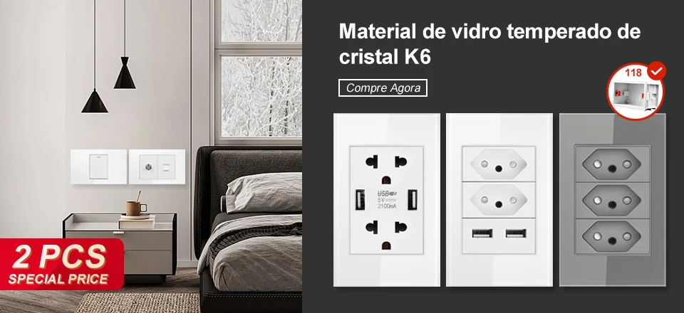 Description Picture 3 of itemSRAN CL US BR Socket, USB AC Port,1/2 gang Wall Light Switch TV RJ45,120*120mm Panel Function Key Free Combination DIY White