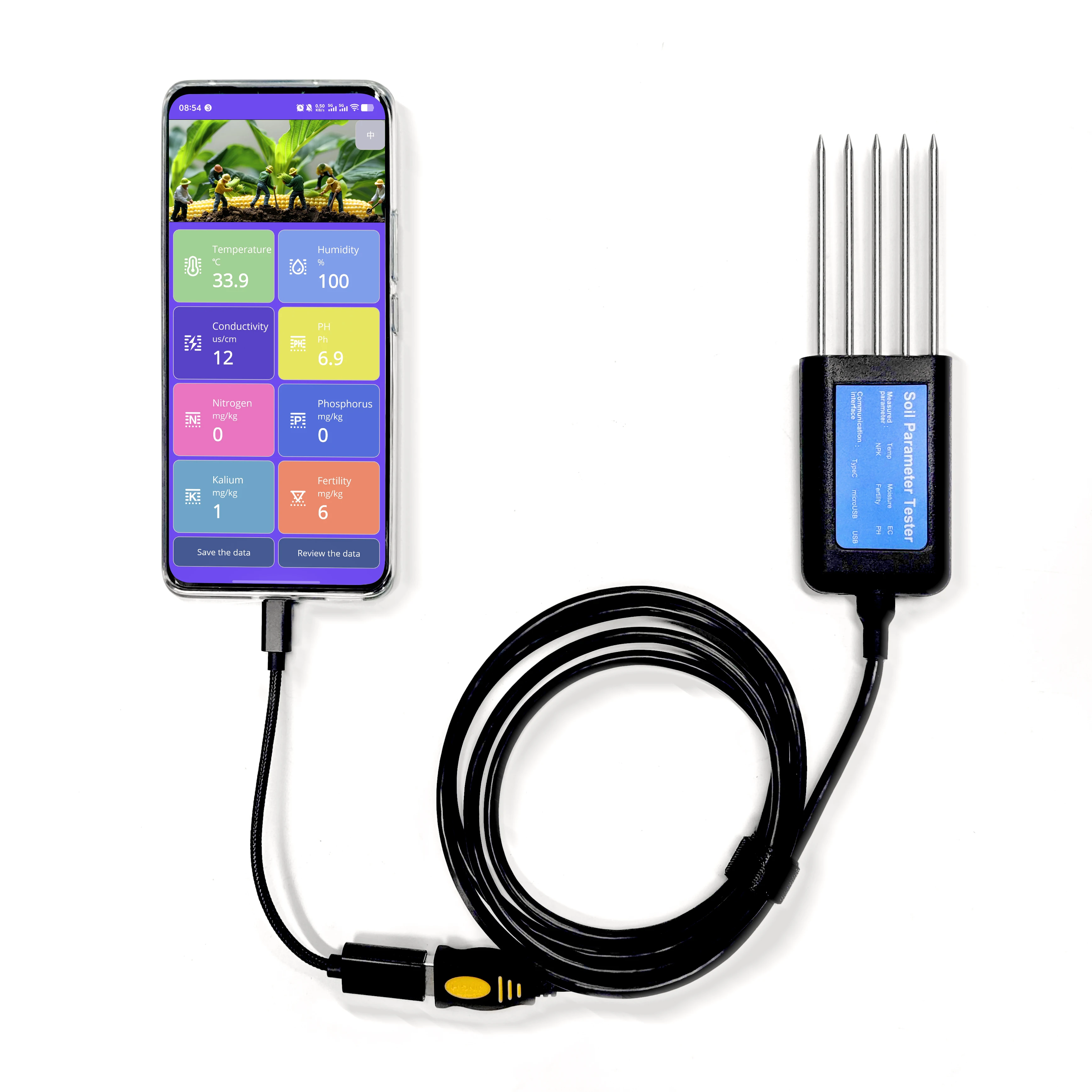 USB Soil Integrated Transmitter Temperature Humidity EC NPK PH SoilSensor For Agriculture Soil Test Sensor Soil Detector