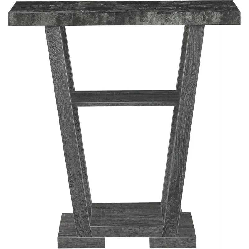 Convenience Concepts V Console, Faux Black Marble/Weathered Gray