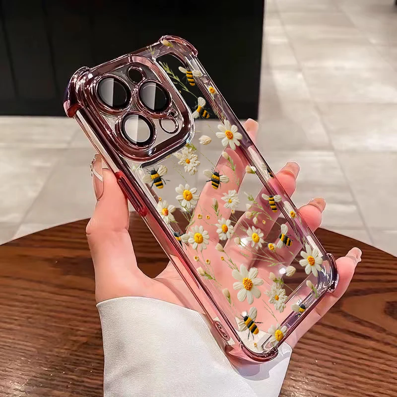 Shockproof 3D Flower Plating Phone Case - New Design Cover