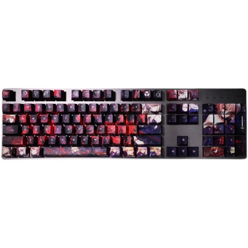 Desenhos Animados Anime Gaming Key Caps Pbt Dye Subbed Keycaps Cherry Perfil Keycap Destino Stay Night Saber 108 Chaves Grupo Lados - Imagem 4