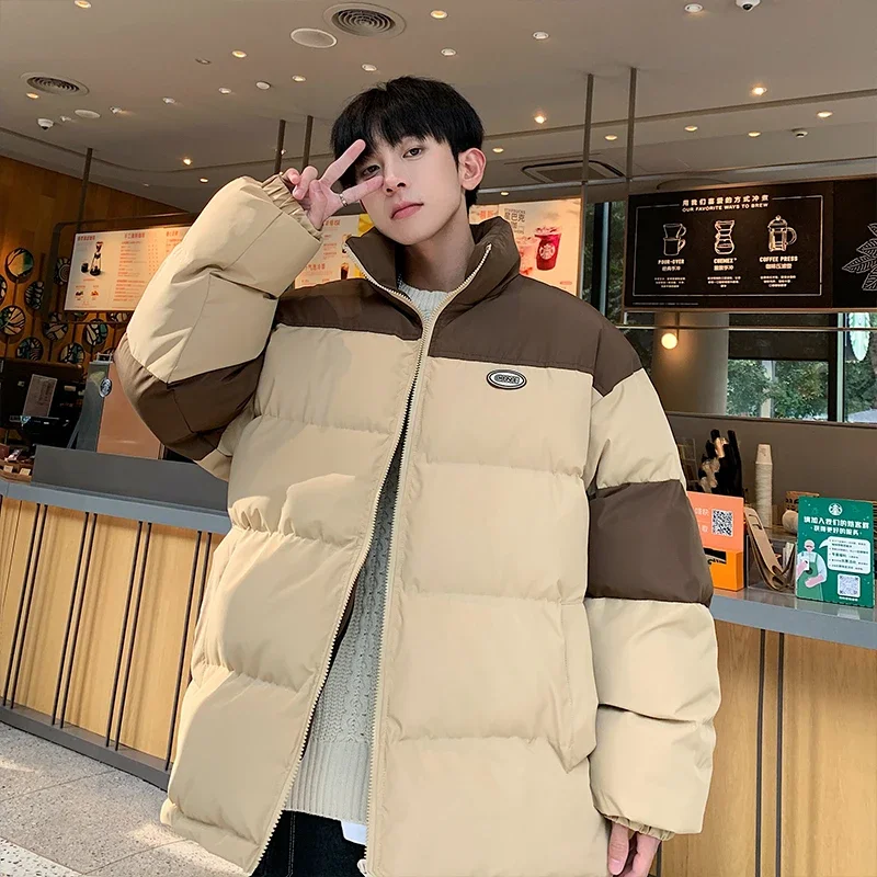 Thicken Warm Parkas Men Casual Patchwork Color Winter Jackets Male Stand Collar Winter Coats Man Padded Jacket