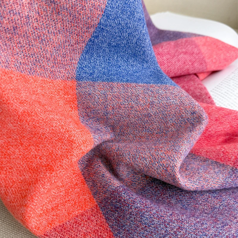 Luxus Mode Regenbogen Farbe Plaid Designer Winter Schal Frauen Kaschmir Schal Outdoor Decke Wrap Pashmina Quaste Warme Dame – Detail 11