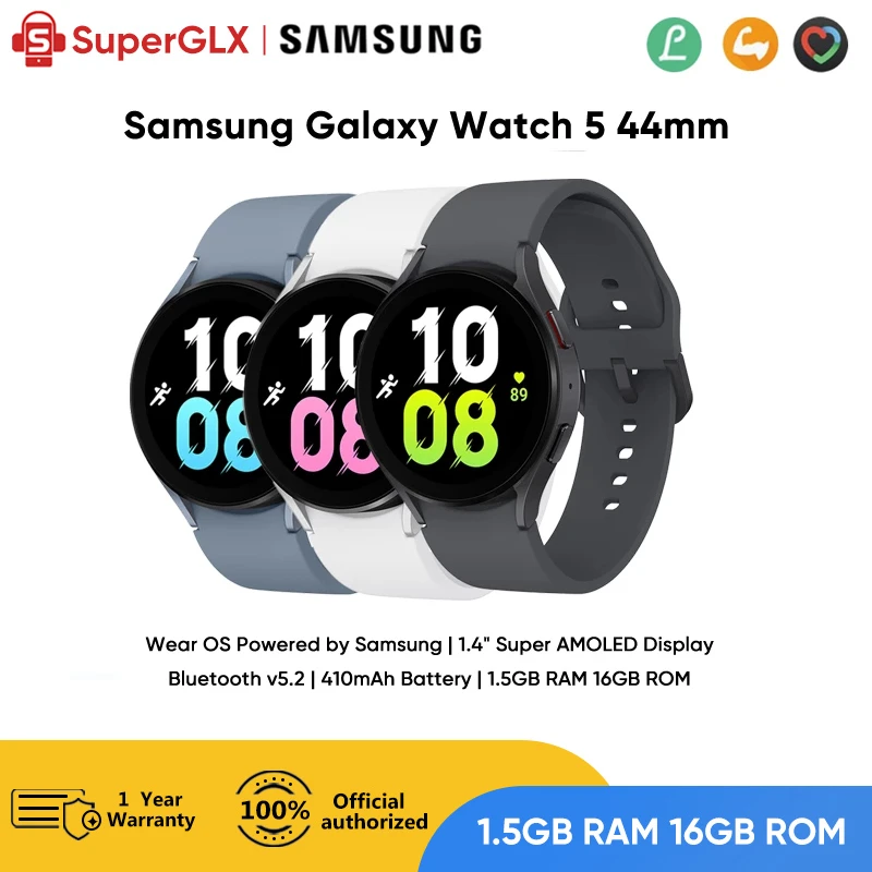 Original Samsung Galaxy Watch 5 44mm Smartwatch Sapphire Glass Display  Blood Pressure Measurement ECG Fitness Watch Fast Charge