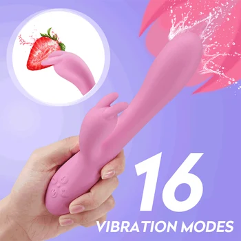 Rabbit Heating Double Head Vibrator for Women G Spot Anal Vaginal Stimulator Heating Realistic Vibrating Dildo Adult Sex Toys 3