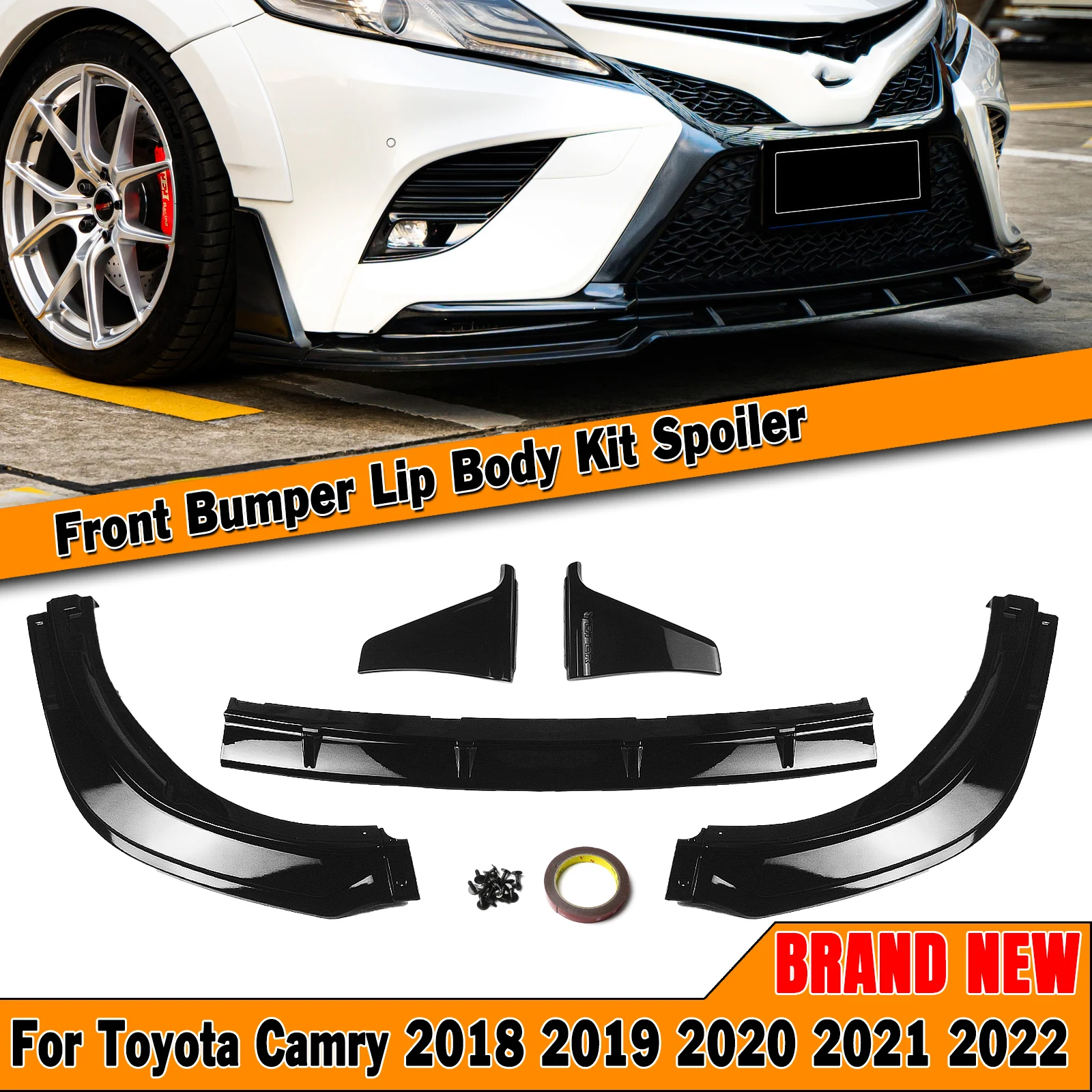 Yofer Style Front Bumper Spoiler Lip For Toyota Camry Se Xse Sport Model 20182022 Glossy Black