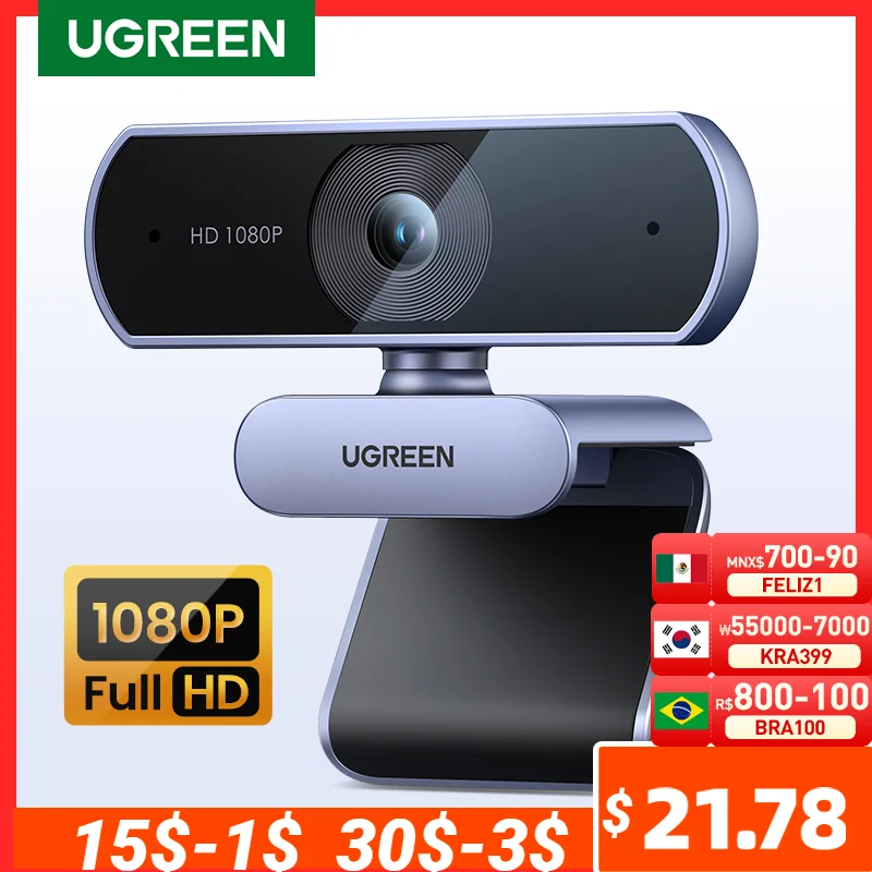  UGREEN USB Webcam 1080P HD Mini Webcam For Laptop Computer Web Camera Dual Microphones for Youtube Zoom Video Calling 2K web cam 