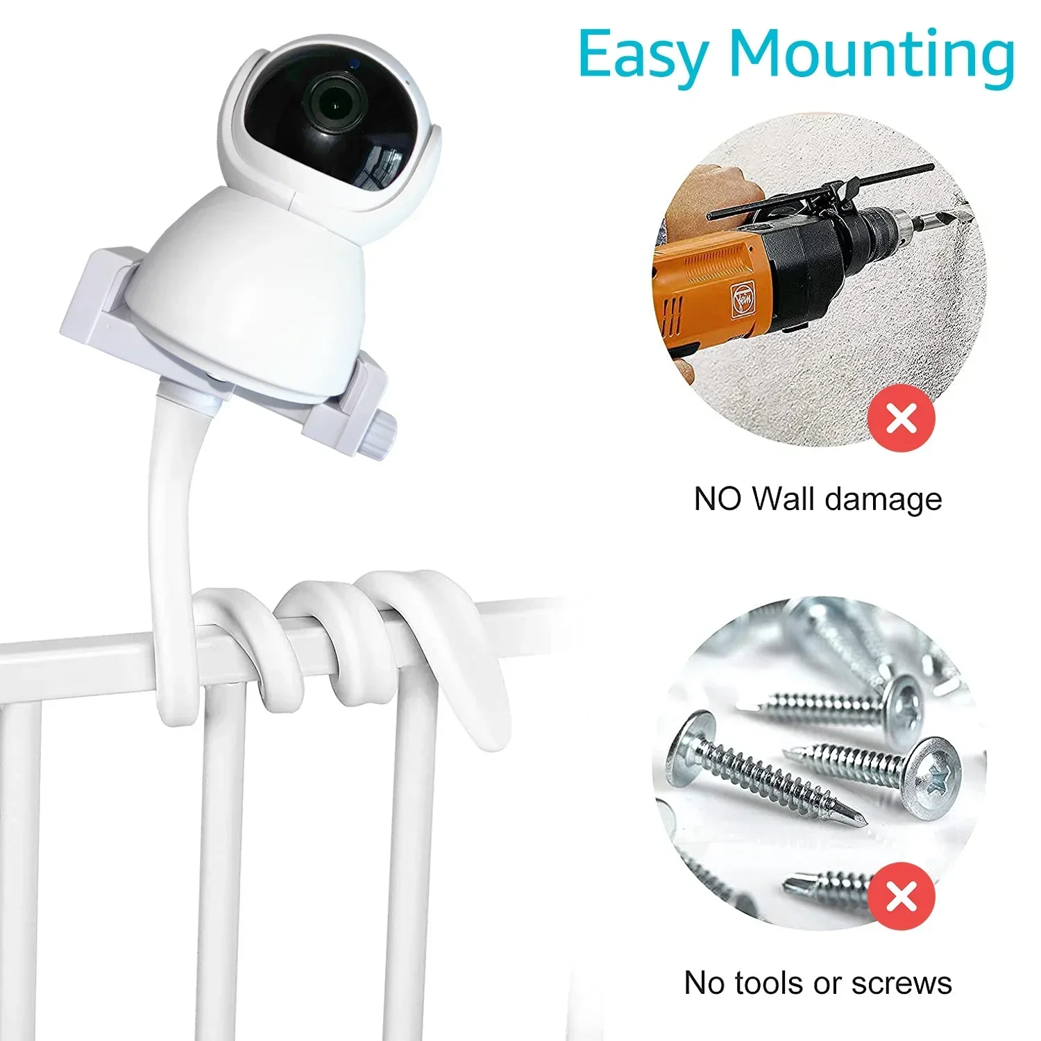 IP camera bracket silicone support deformable material fixed on crib for baby monitor