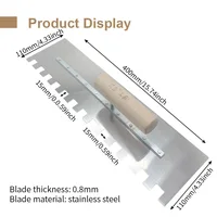 Long Trowel 40cm Stainless Steel Blade Wood Handle Good Elasticity Left Square Tooth Multi-Purpose Masonry Trowel For Wall Tile 1