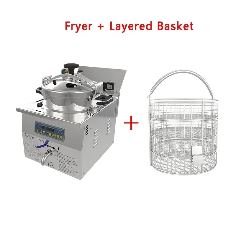 Brand-new 16L Electric Deep Fryer Pressure Single-cylinder Fryer Fried Chicken French Fries Temperature Control Electric