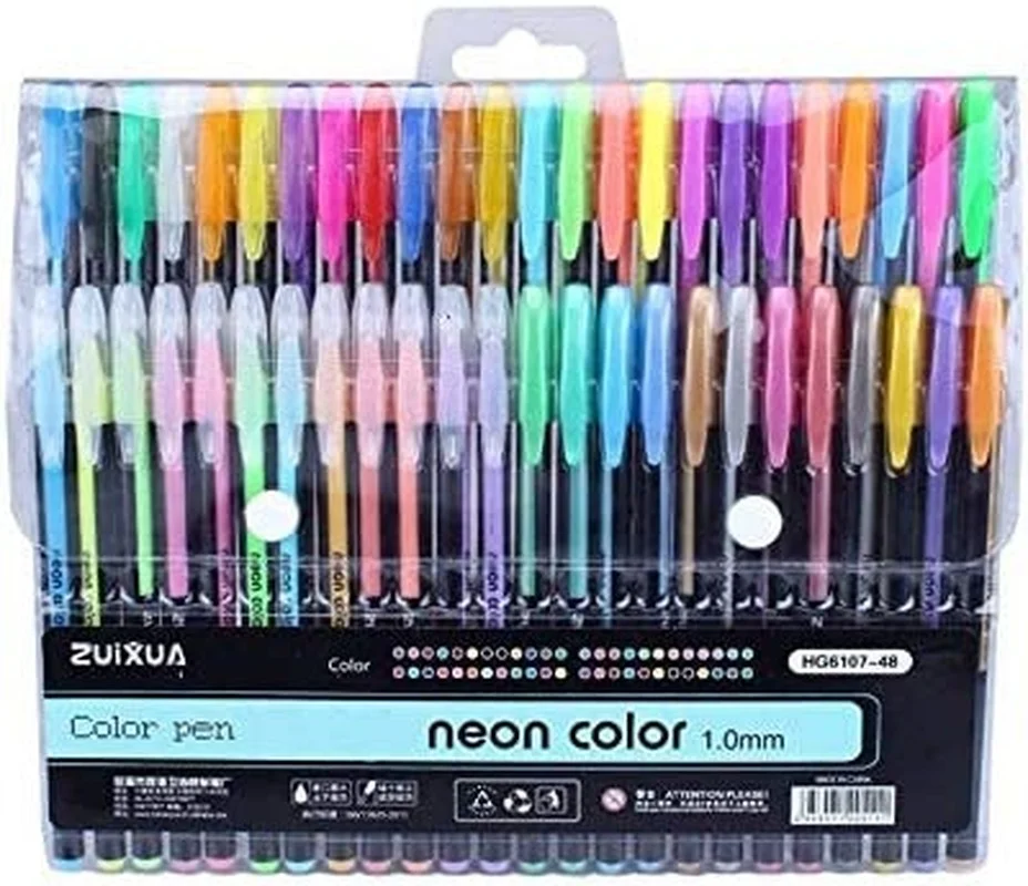 48 Gel Color Pens,Gel Ink Glitter Pen smart color Art Markers Fine Tip Kit  for Kid Coloring Books Drawing for Journaling