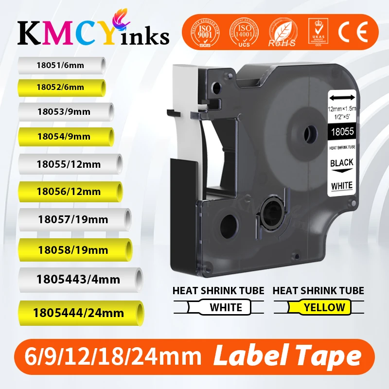 Kmcyink Nastro Termorestringente Compatibile Rhino 18051 18052 18053 18054 18055 18056 18057 18058 Per Dymo Machine Rhino 4200