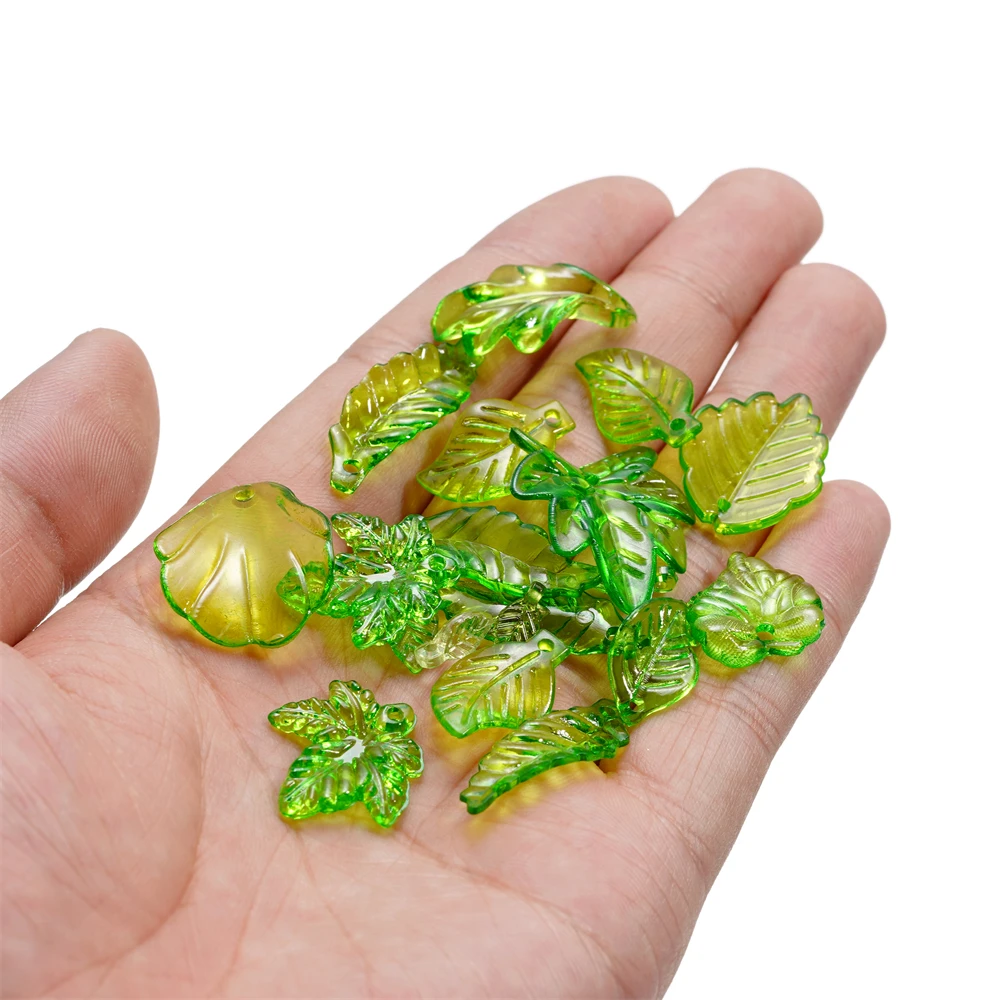 10-100pcs Mixed Green Leaves Acrylic Pendants Various Spacer Charms Beads For Jewelry Making Diy Necklace Bracelet Earring