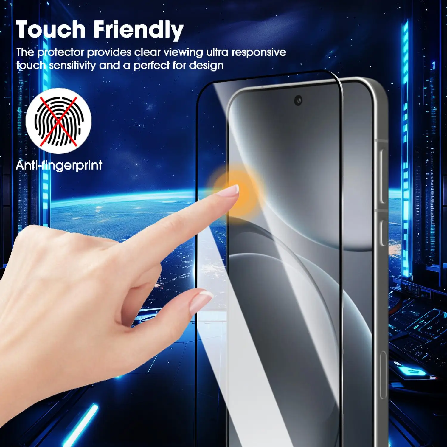 HD Screen Protector with Easy Install and Anti-Shatter Tempered Glass Film for Enhanced Durability and Fingerprint Unlock