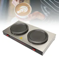 Double Coffee Warmer Commercial Coffee Pot Warmer Double Hot Plate Stainless Steel Portable Standard Decanter Warmer for Cafe Br 2