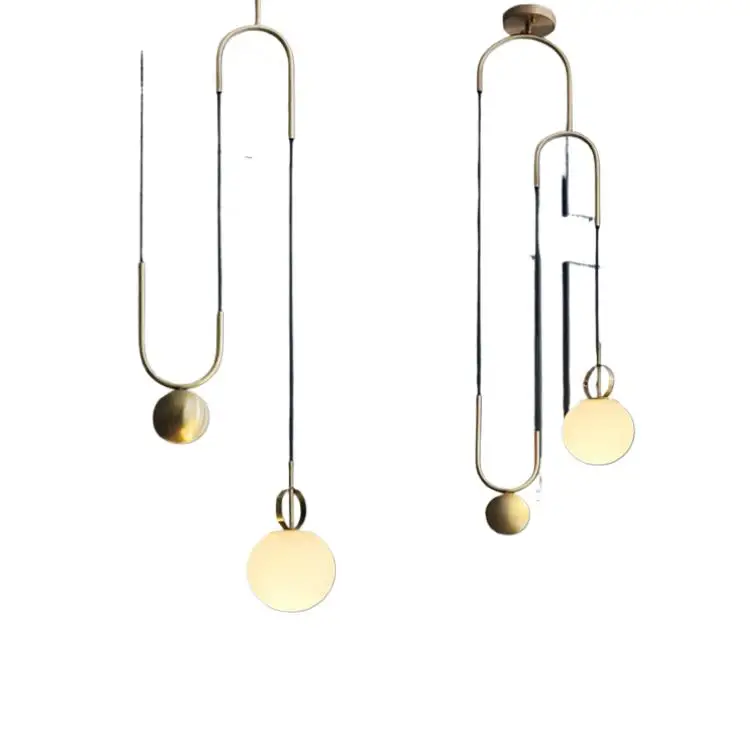 

Nordic Restaurant Cdelier Industrial Style Individual Lifting Pulley Bar Glass Ball Bedside