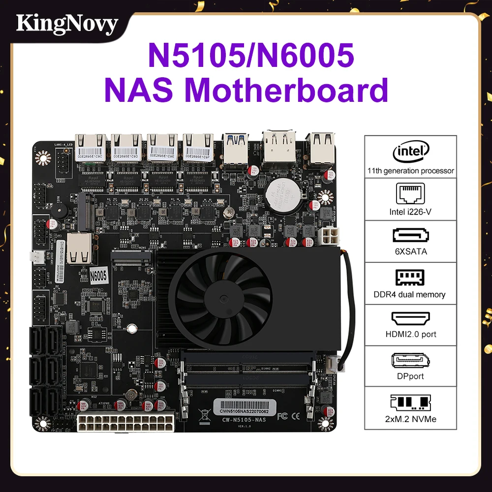 Pentium N6005 N5105 NAS MOBO Routing 4x Intel i226 V LAN Motherboard ...