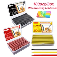 100pcs/Box Solid Carpenter Pencil Replaceable Lead With Eraser Woodworking Mechanical Pencil Lead Marking Architectural Painting 1