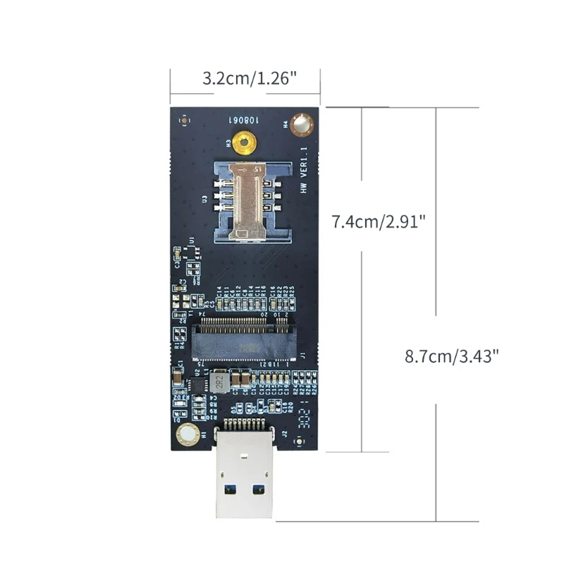 NGFF Key-B a USB3.0 3G/4G/5G Scheda adattatore di test del modulo WWAN con antenne SIM-Slot M2 USB WWAN Adaspter Card