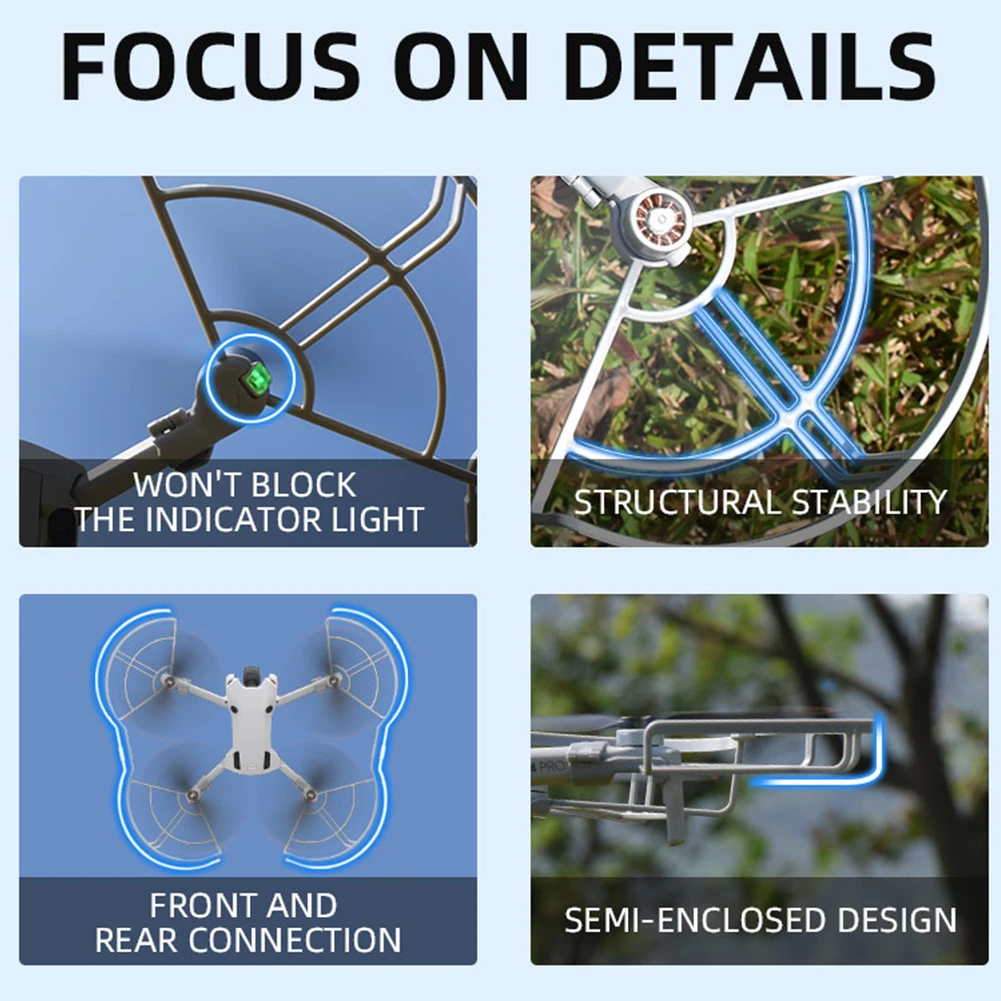 Propeller Guard For DJI Mini 4 Pro Drone Accessories Quick-Release Propeller Blades Protective Cover 360&deg;Anti-Collision Ring Drone Accessories Tripod Propeller Protection Kit Propeller Protector