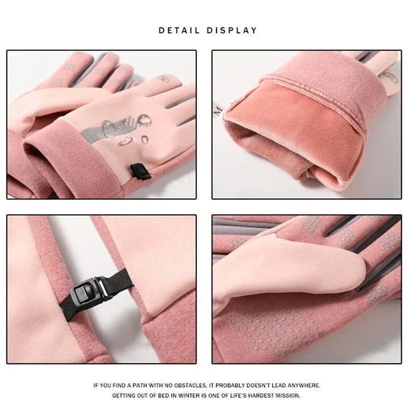 Thermal Winter Gloves for Men Women Fleece Heated Gloves Cycling Motorcycle Non-slip Waterproof Warm Outdoor Running Ski Mittens 5