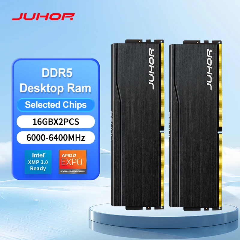 JUHOR Ram DDR5 16GB 6000MHz 6400MHz 32GB(16GBX2) PC5 Desktop