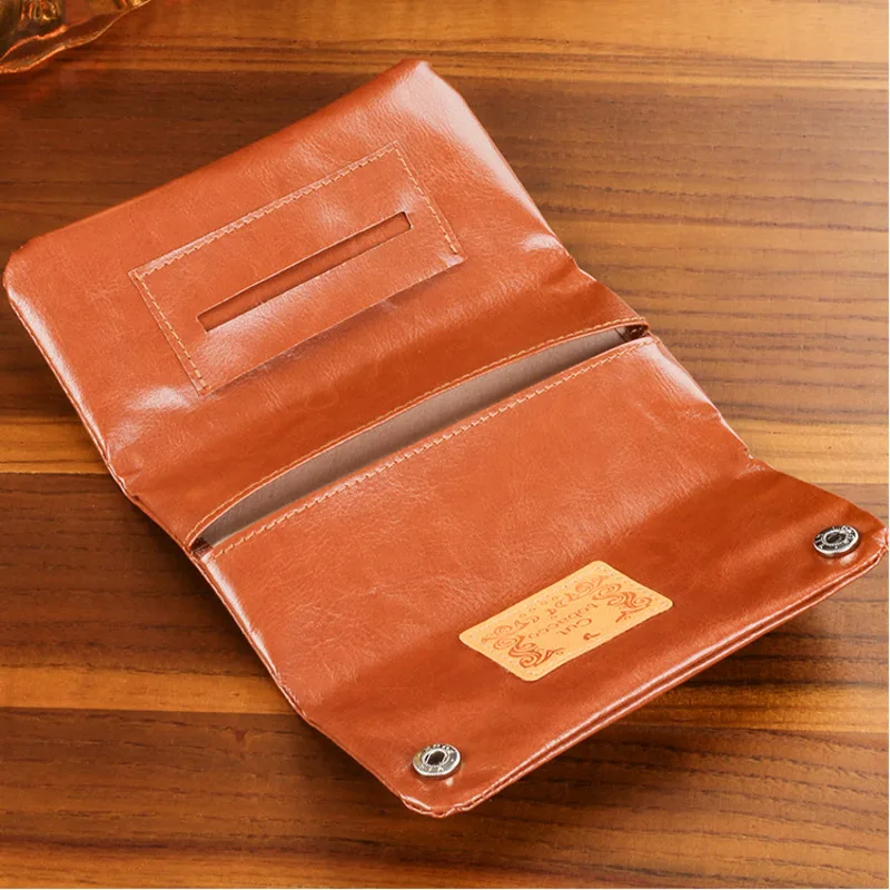 Tobacco Pouch PU Leather Case with Rolling Paper Dispenser Smoking Accessories for Rolling Cigarette Men's Gift tobacco smoking accessories
