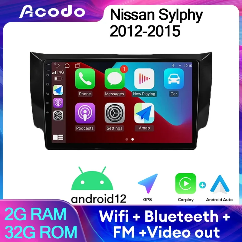 

Carplay Car Radio Acodo For Nissan Sylphy 2012 - 2015 GPS Player Wifi Android Auto IPS Screen SWC FM Autoradio Headunit Stereo