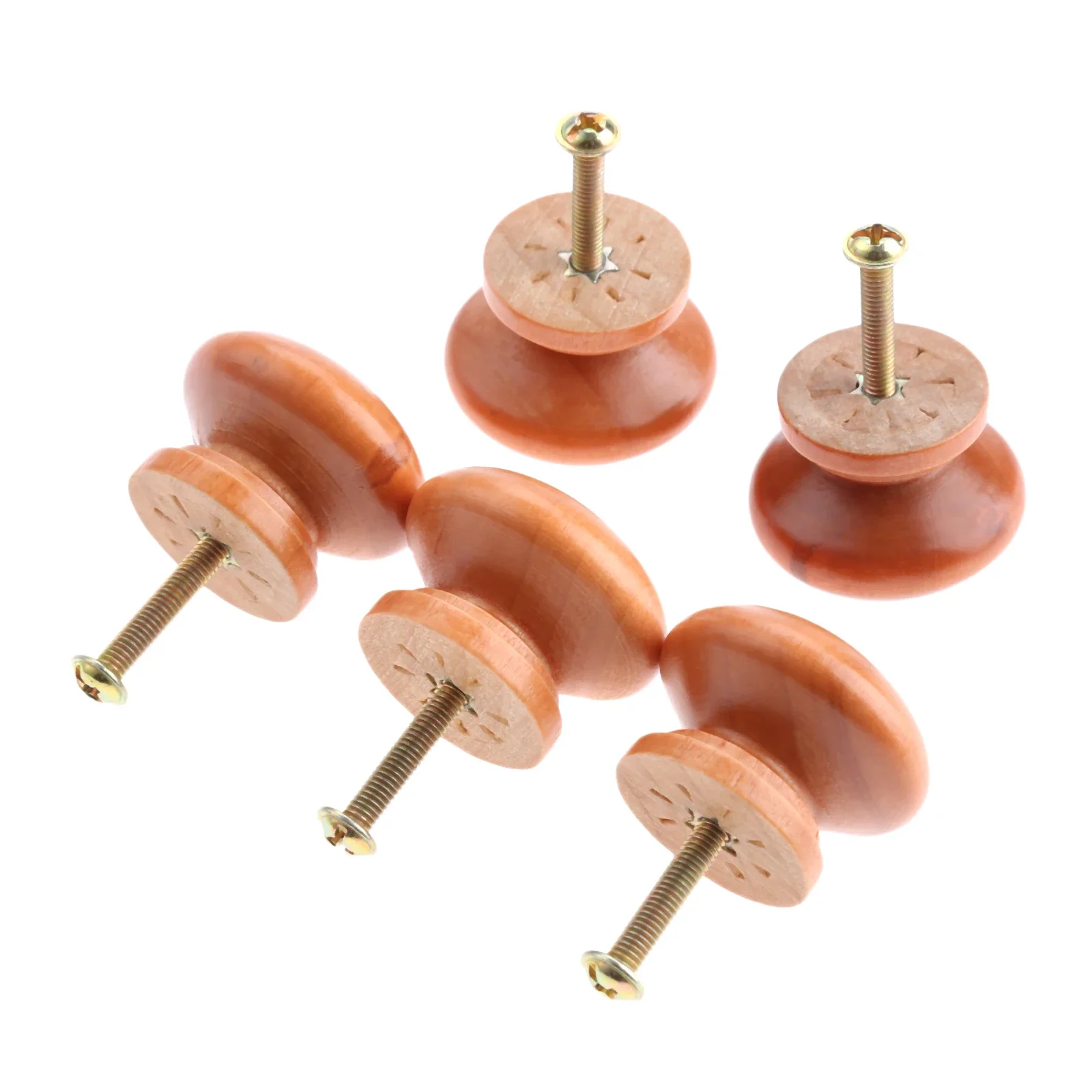 Round Mushroom Wooden Knobs and Handles Wardrobe Cabinet Drawer Dresser Closet Cupboard Pulls Kitchen Hardware 5Pcs
