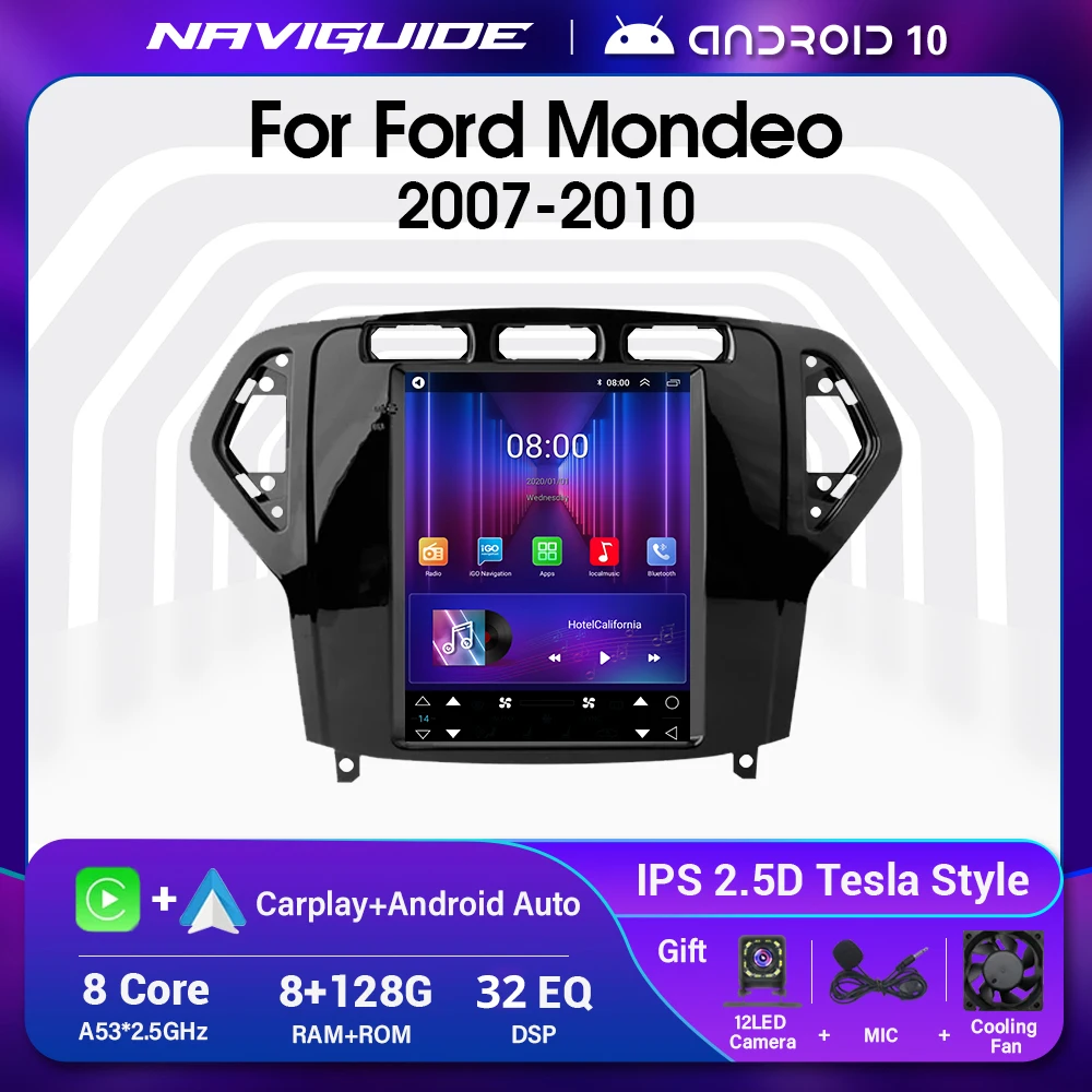

Автомобильный радиоприемник IDE, экран в стиле Tesla для Ford Mondeo 2007-2010, GPS-навигация, стерео, мультимедийный плеер, головное устройство для Carplay 9,7''