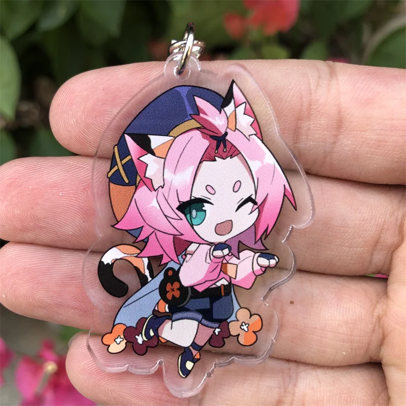 Genshin Impact Zhongli Gorou Barbatos Kaeya Keychain Figure Badge Anime Game Cosplay Accessories action figures toys anime ornament