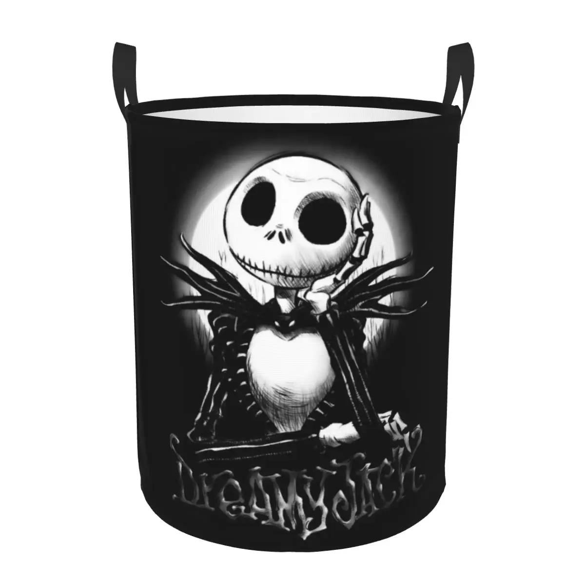 

Custom The Nightmare Before Christmas Laundry Basket Collapsible Skeleton Jack Night Clothes Hamper for Nursery Toys Storage Bag