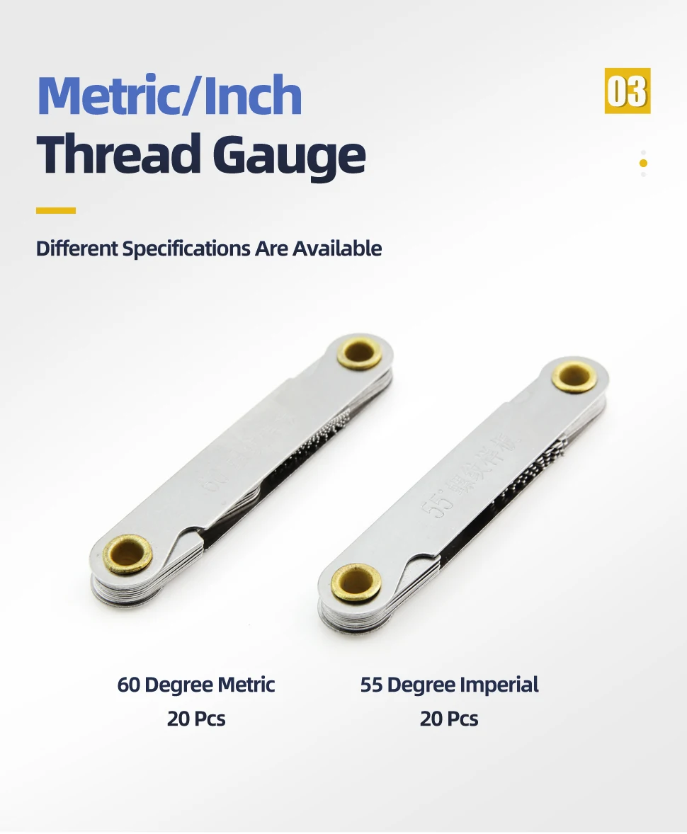 Description Picture 4 of item55/60 Degree Thread Plug Gauge Metric Imperial Gear Tooth Screw Pitch Gauges Carbon Steel Measuring Tool Tap Thread Measurement